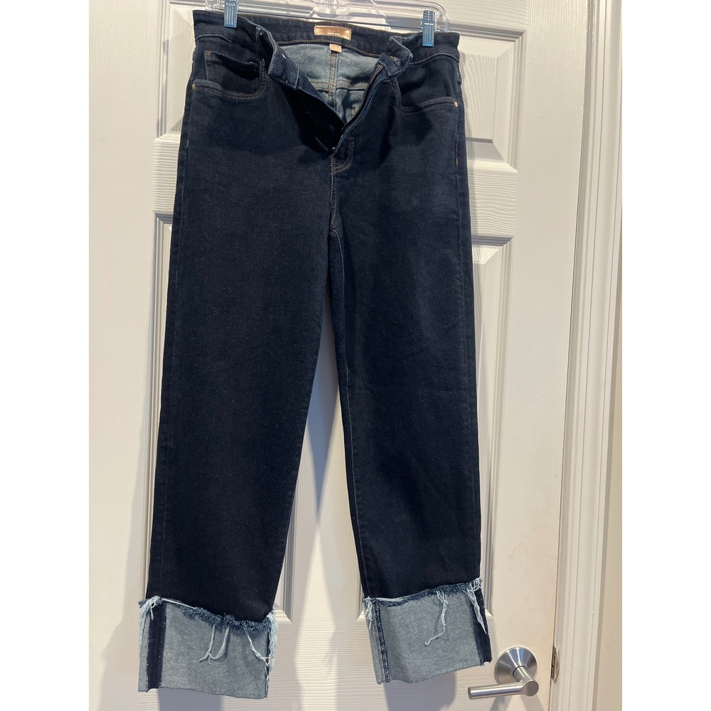 KUT from the Kloth Fay Fab Ab Straight Leg Jeans Dark Wash Frayed Cuff 2